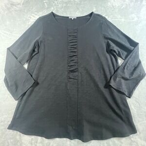 Habitat Clothes to Live In Womens Tunic Top Sz L Black Cotton Relaxed Casual